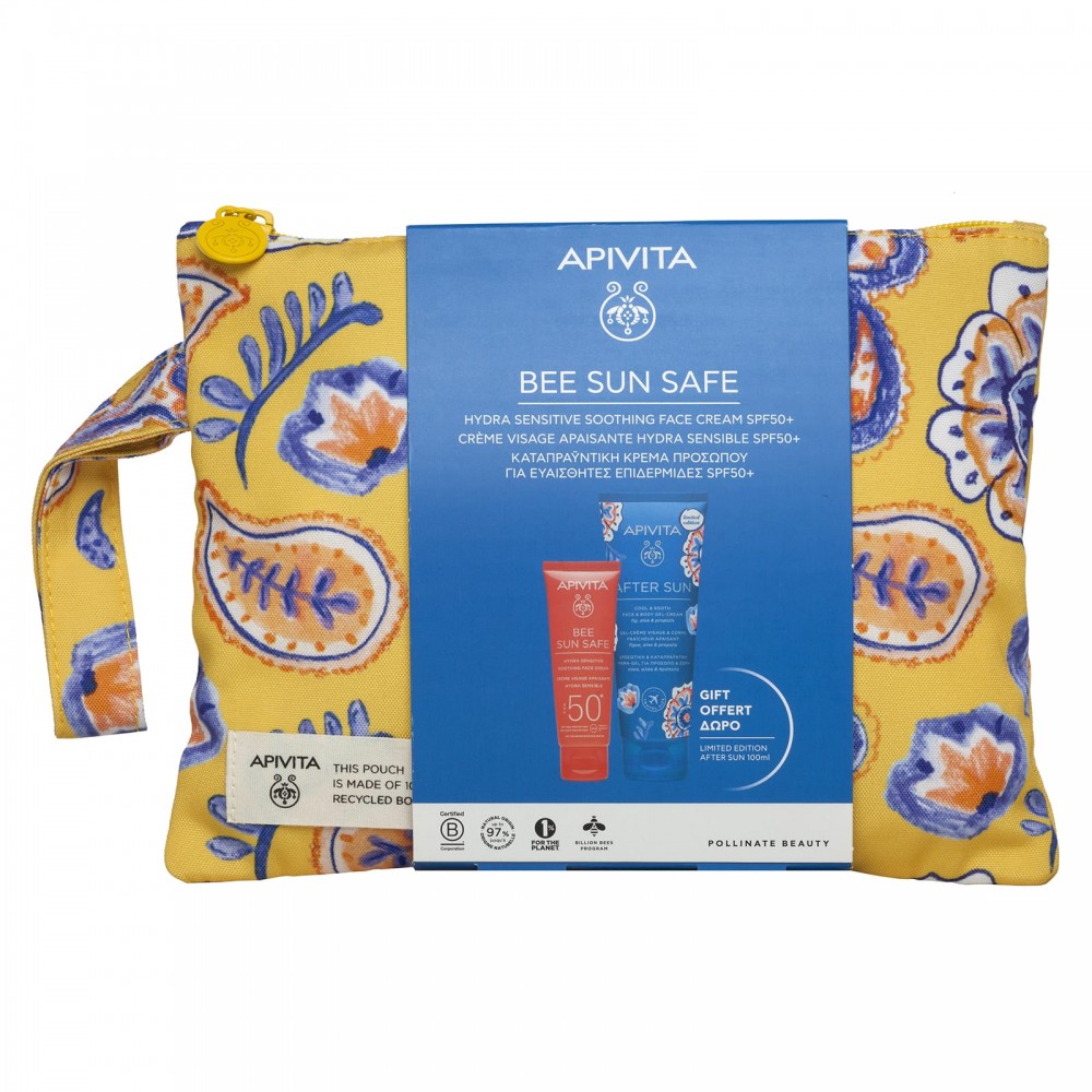 Apivita Bee Sun Safe Πακέτο Καταπραϋντική Κρέμα Προσώπου για Ευαίσθητες Επιδερμίδες SPF50 & Δώρο After Sun Κρέμα-Gel 100ml