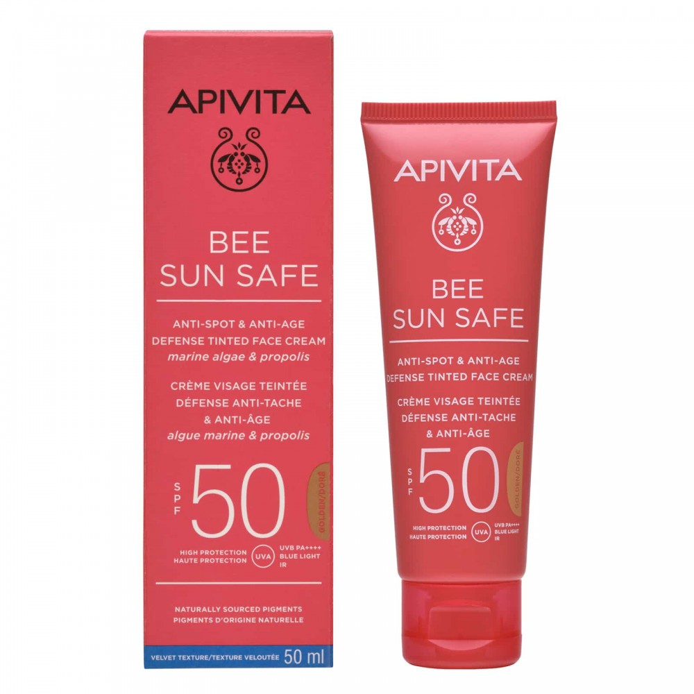 Apivita Bee Sun Safe Κρεμα Προσώπου Κατά των Πανάδων & των Ρυτίδων με Χρώμα Golden Απόχρωση SPF50 50ml