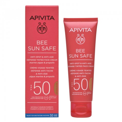Apivita Bee Sun Safe Κρεμα Προσώπου Κατά των Πανάδων & των Ρυτίδων με Χρώμα Golden Απόχρωση SPF50 50ml