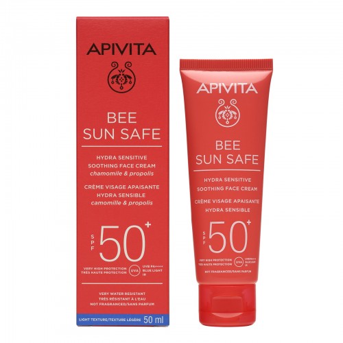 Apivita Bee Sun Safe Καταπραϋντική Κρέμα Προσώπου για Ευαίσθητες Επιδερμίδες SPF50 50ml