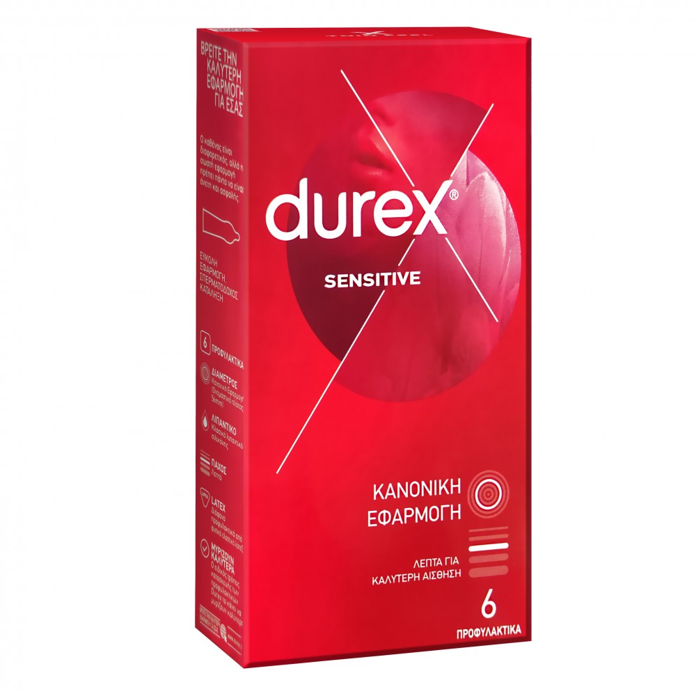 Durex Προφυλακτικά Πολύ Λεπτά Sensitive 6 τεμάχια