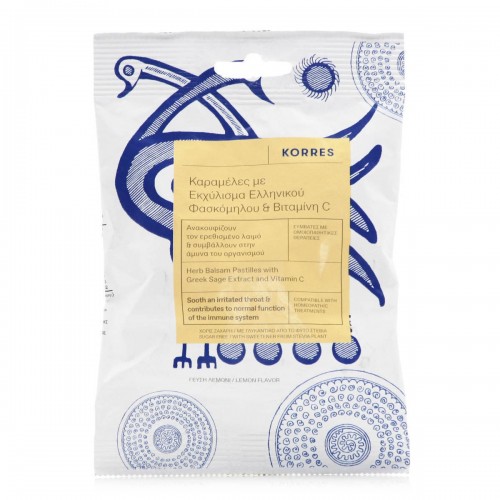 Korres Καραμέλες με Εκχύλισμα Ελληνικού Φασκόμηλου Και Βιταμίνη C Λεμόνι 50gr