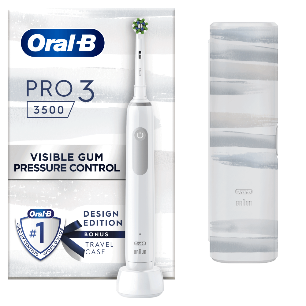 Oral-B Ηλεκτρική Οδοντόβουρτσα Pro3 3500 Λευκή Με Θήκη Ταξιδίου 