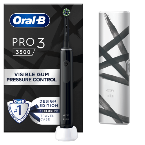 Oral-B Ηλεκτρική Οδοντόβουρτσα Pro3 3500 Μαύρη Με Θήκη Ταξιδίου 