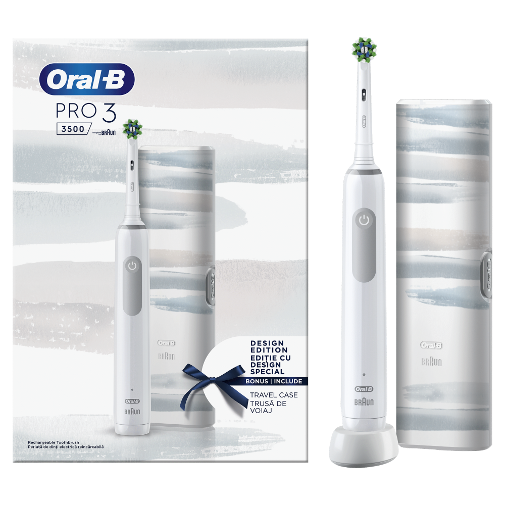 Oral-B Ηλεκτρική Οδοντόβουρτσα Pro3 3500 Λευκή Με Θήκη Ταξιδίου 