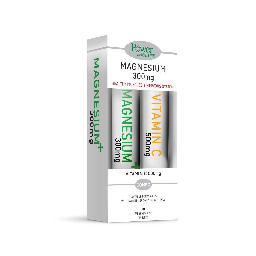 Power Health Μαγνήσιο 300mg x20αναβραζ. δισκία Και Vitamin C 500mg x20αναβραζ. δισκία