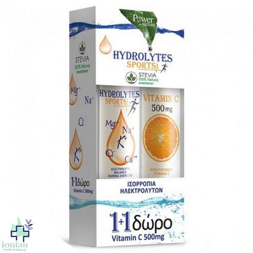 Power Health Hydrolytes Sports x20 αναβρ. δισκία & ΔΩΡΟ Vitamin C 500mg x20 αναβρ. δισκία