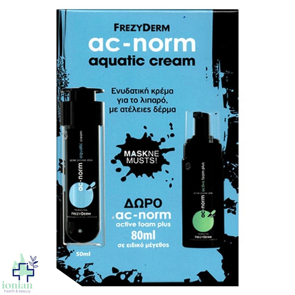 Frezyderm AC-Norm Πακέτο Προσφοράς Κατά της Ακμής σε Λιπαρά Δέρματα με Aquatic Cream Ενυδατική Κρέμα Προσώπου, 50ml & Δώρο Active Foam Plus Αφρός Καθαρισμού Προσώπου, 80ml