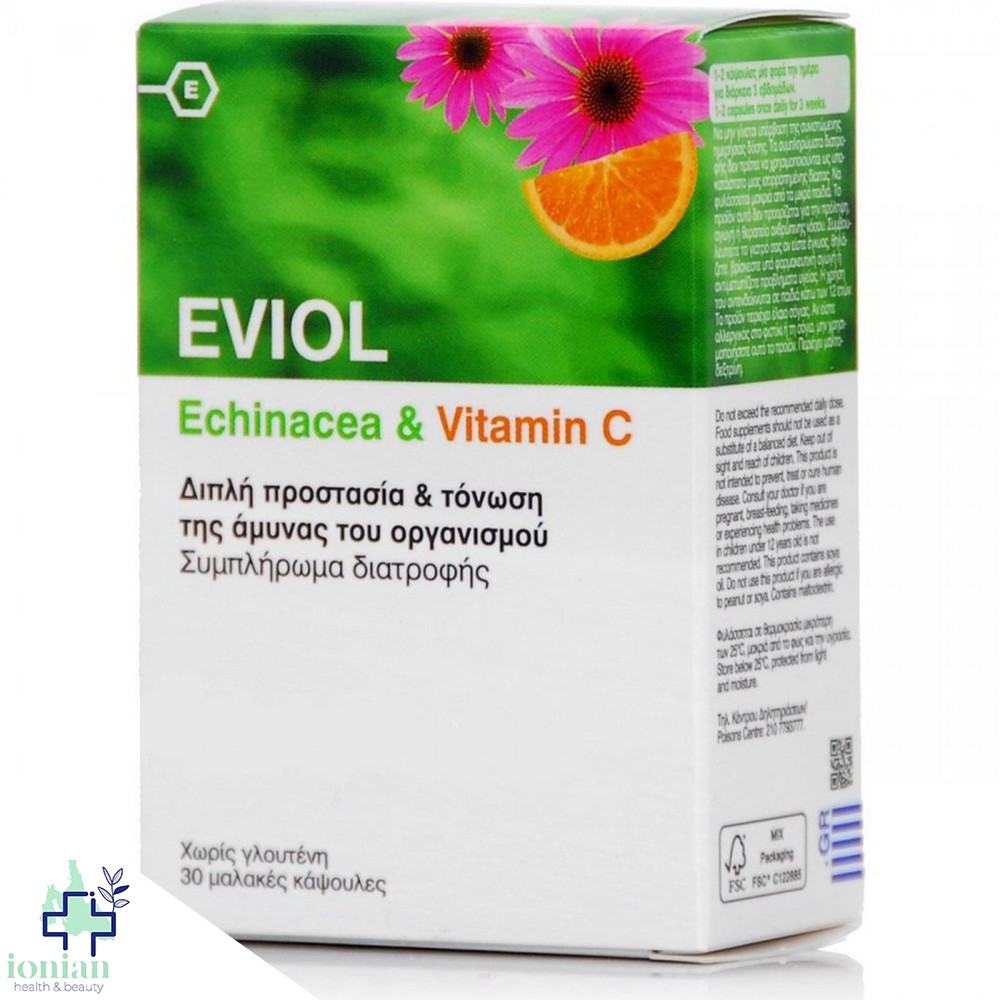 Eviol Echinacea & Vitamin C Συμπλήρωμα Διατροφής με Εχινάκεια & Βιταμίνη C, 30 caps