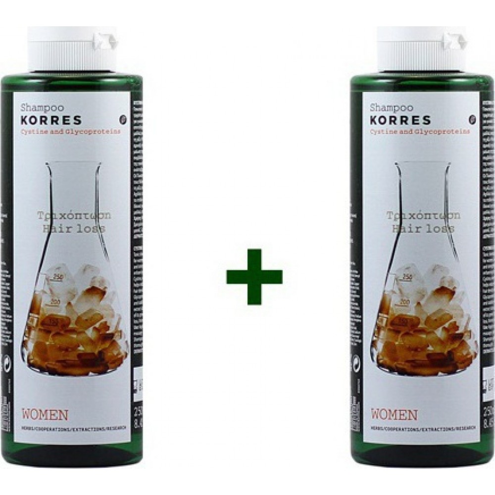 Korres Σαμπουάν Κυστίνη και Γλυκοπρωτείνες Κατά της Τριχόπτωσης για Γυναίκες 1&1 250ml